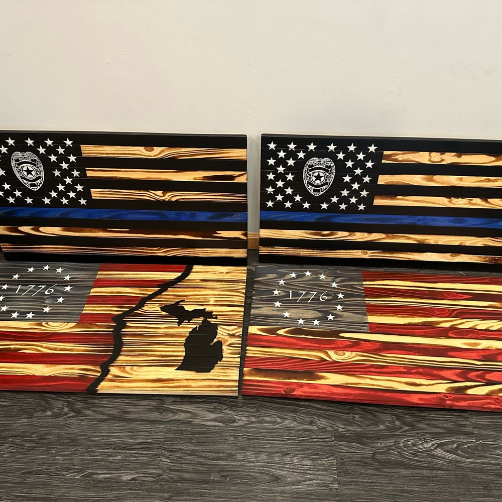 Handcrafted American flags